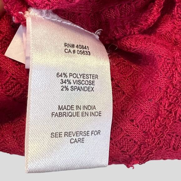 NWT Aventura Button Tie Front Waffle Knit Top Size L Ayla V-Neck Red Bud - Picture 9 of 11